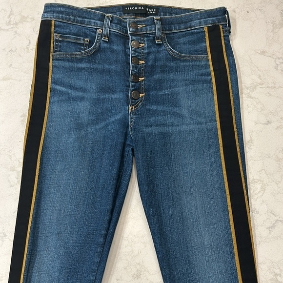 Veronica Beard Debbie Skinny Tux Stripe Jean Size 30 - Picture 7 of 17